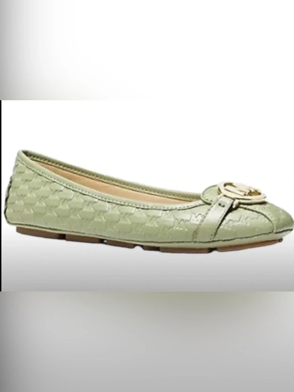 Size 7M - Michael Kors Fulton Logo Embossed Moccasin Light Sage.